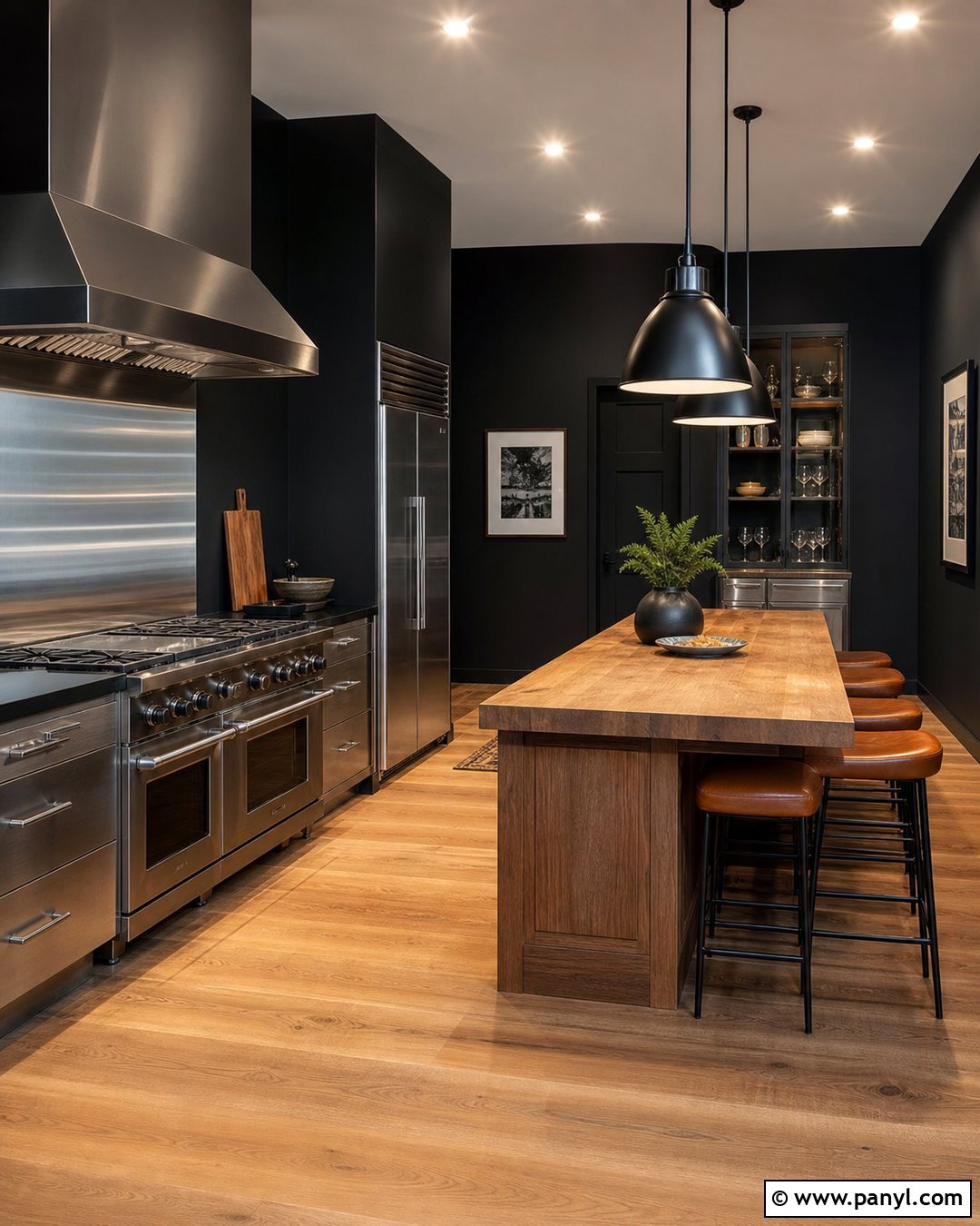 Black Kitchen Walls With Stainless Steel Cabinets - 30 black walls kitchen ideas
