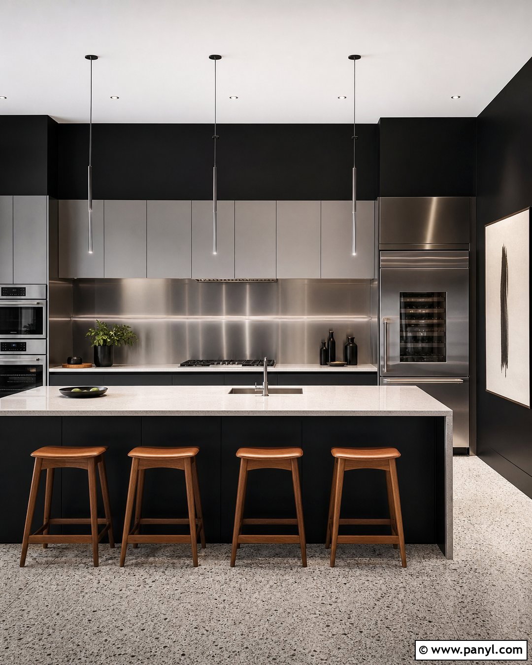 Black Kitchen Walls With Stainless Steel - 20 Contemporary Kitchen Black Walls