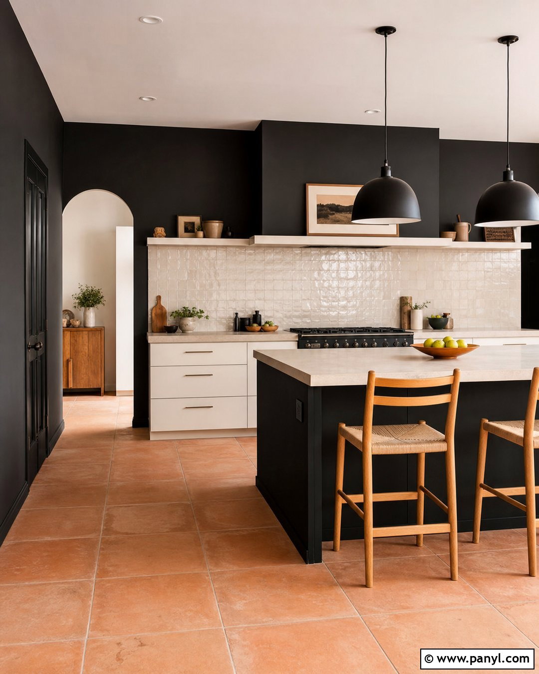 Black Kitchen Walls With Terracotta Floors - 20 Contemporary Kitchen Black Walls