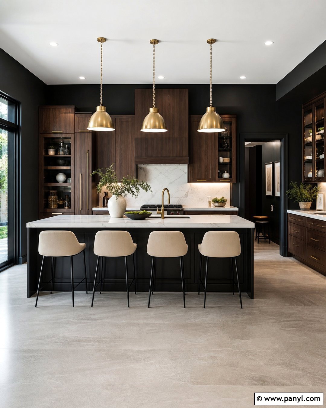 Black Kitchen Walls With Walnut Cabinets - 30 black walls kitchen ideas