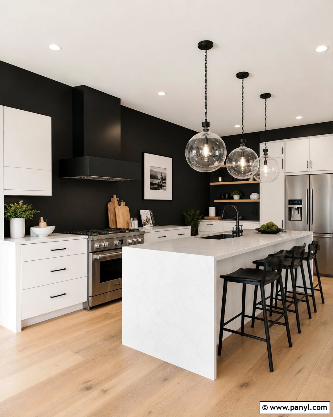 Black Kitchen Walls With White Cabinets - 20 Contemporary Kitchen Black Walls