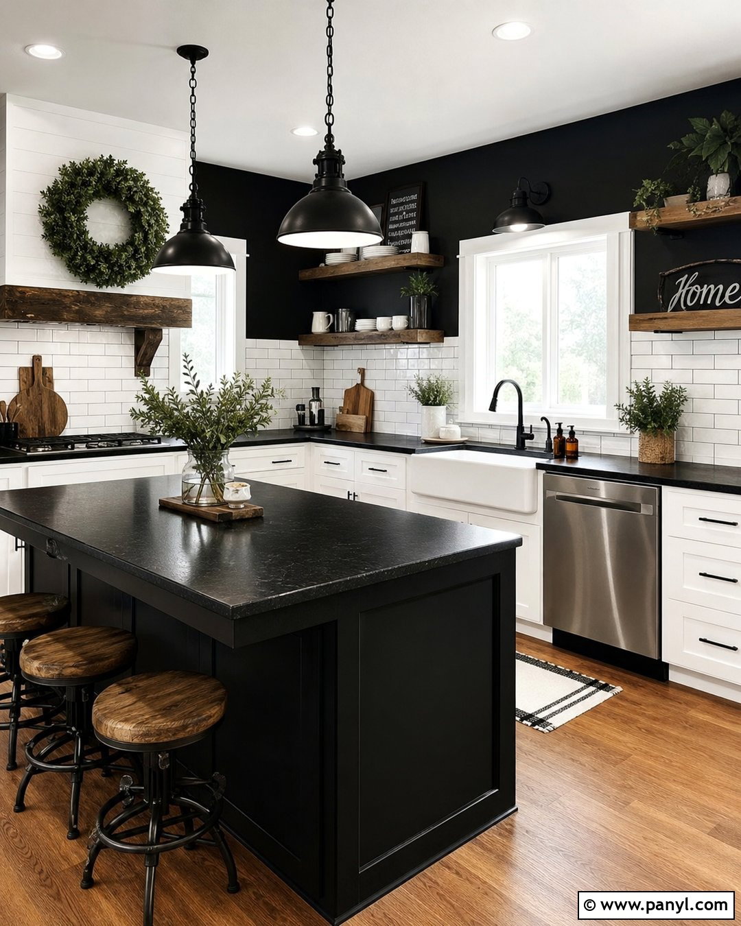 Black Kitchen Walls With White Subway Tile - 30 black walls kitchen ideas