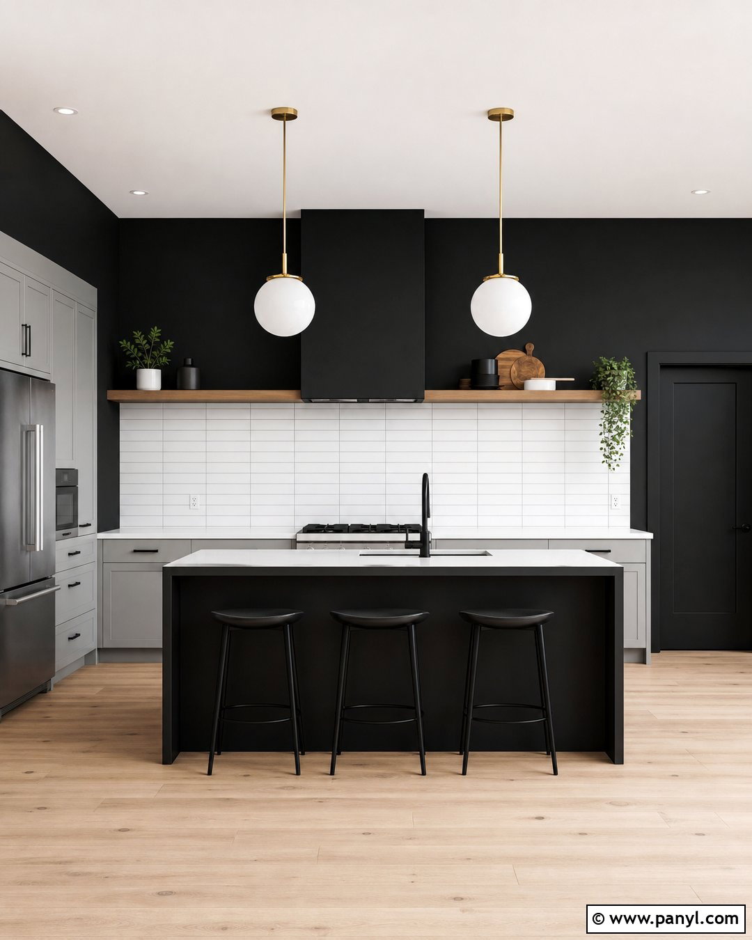 Black Kitchen Walls With White Tile - 20 Contemporary Kitchen Black Walls