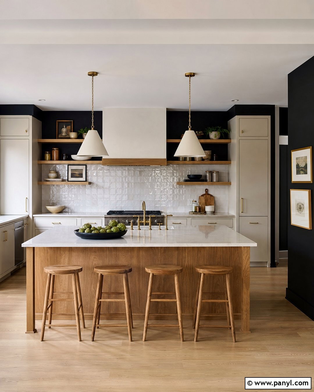 Black Kitchen Walls With White Zellige Tile - 30 black walls kitchen ideas