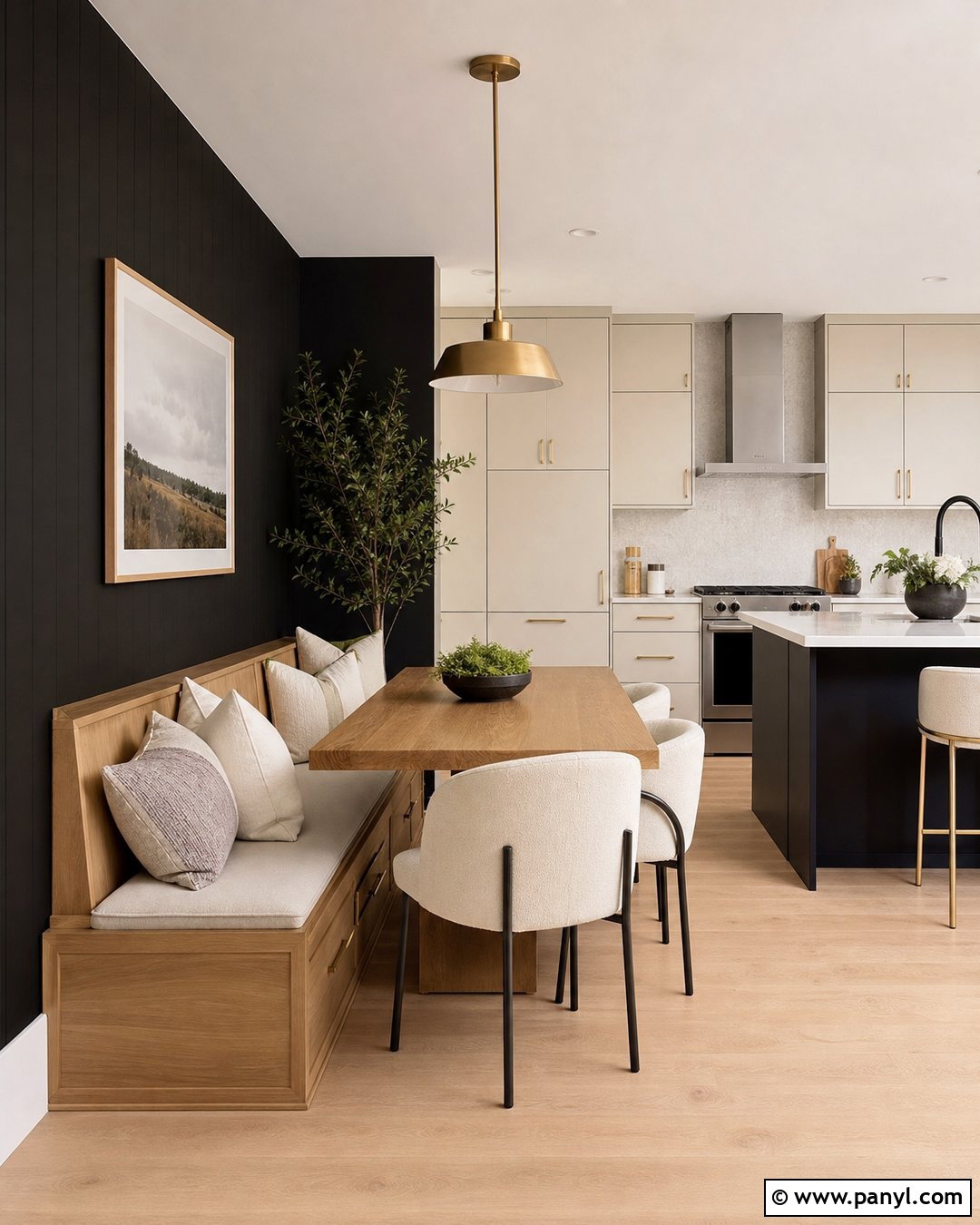 Black Kitchen Walls With a Dining Nook - 20 Contemporary Kitchen Black Walls