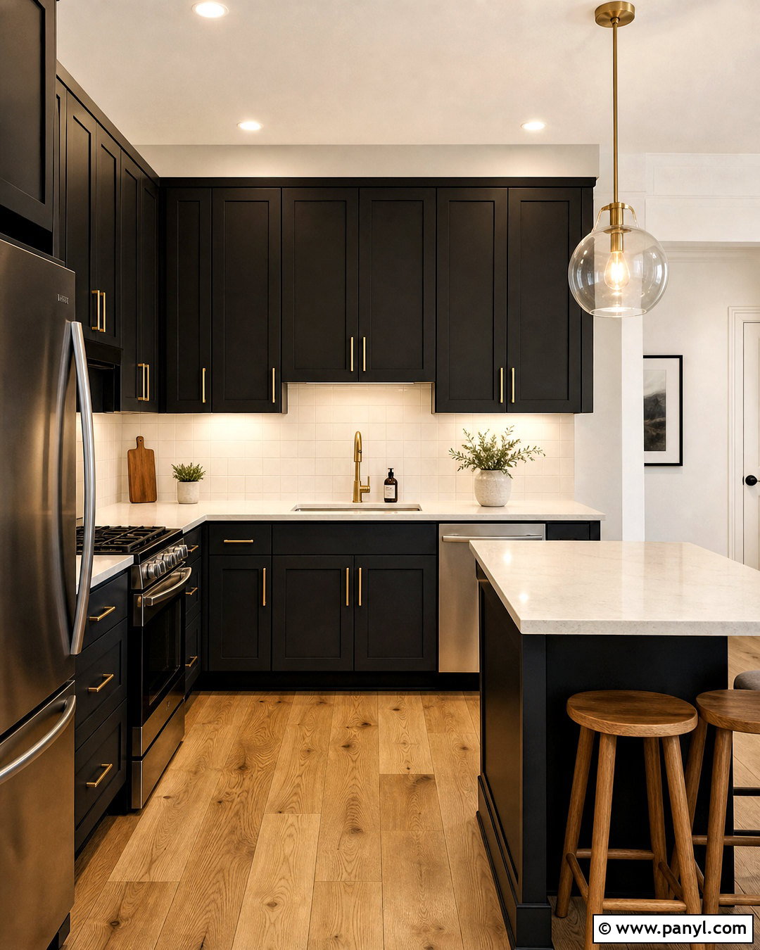Black Kitchen With Brass Hardware - 20 small black kitchen ideas