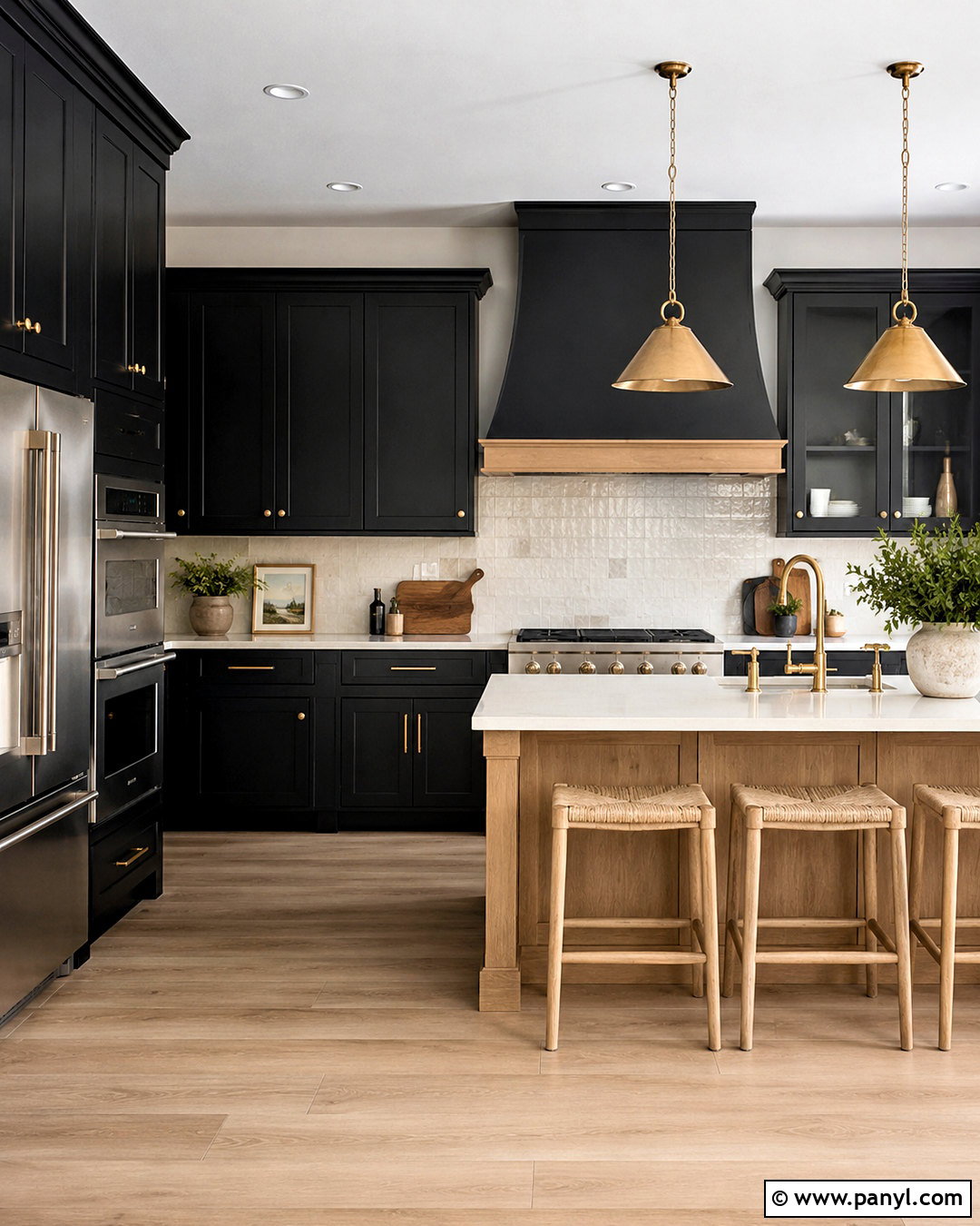 Black Kitchen With Brass Hardware - 20 black kitchen design ideas