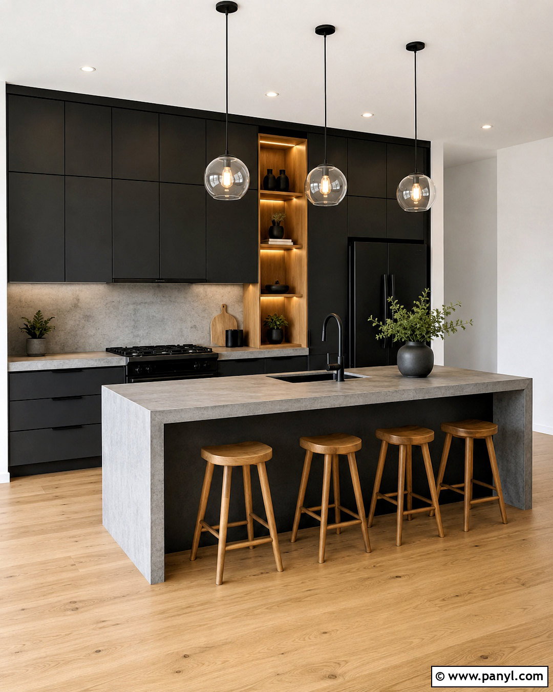 Black Kitchen With Concrete Countertops - 20 black kitchen design ideas