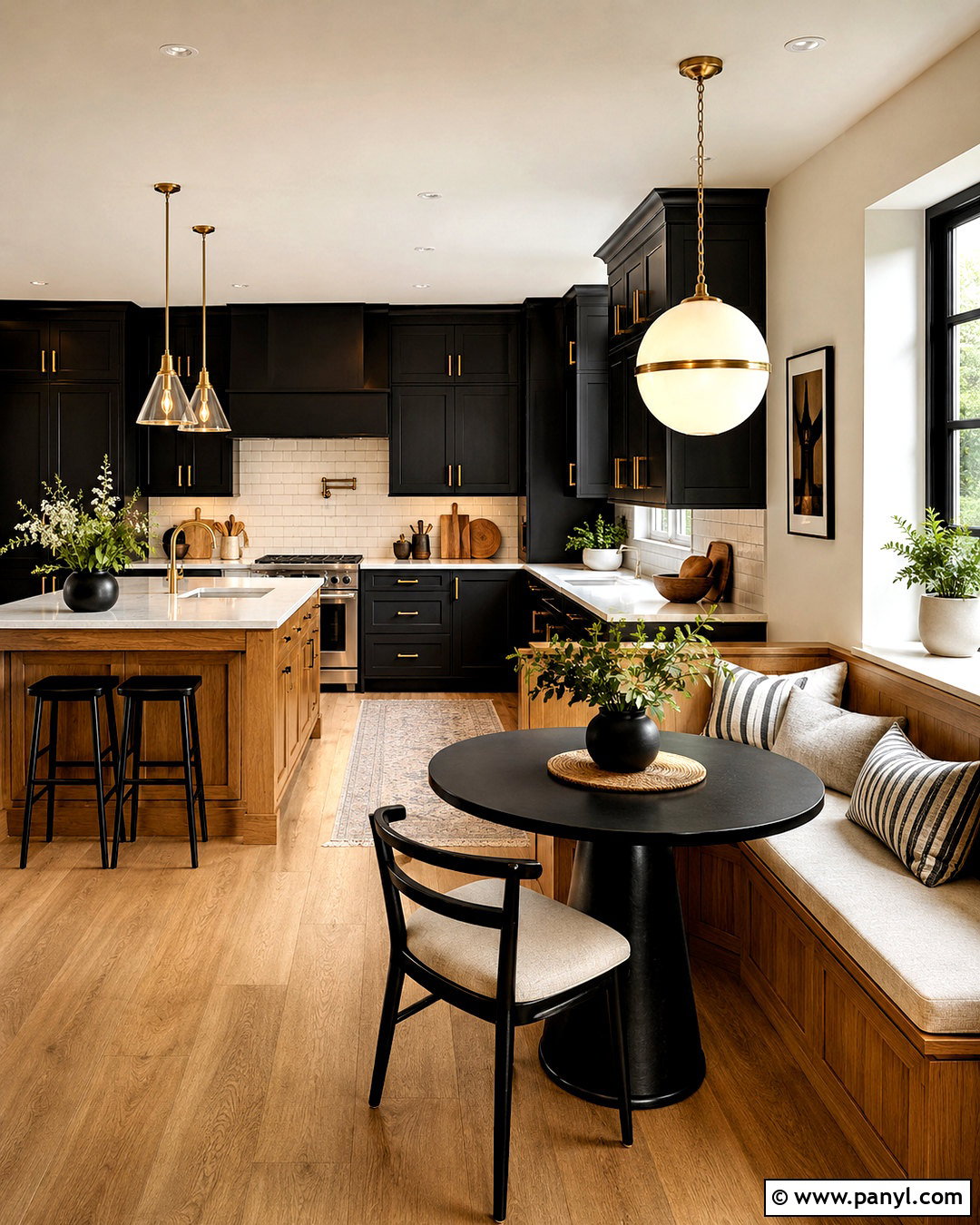 Black Kitchen With Dining Nook - 20 black kitchen interior ideas