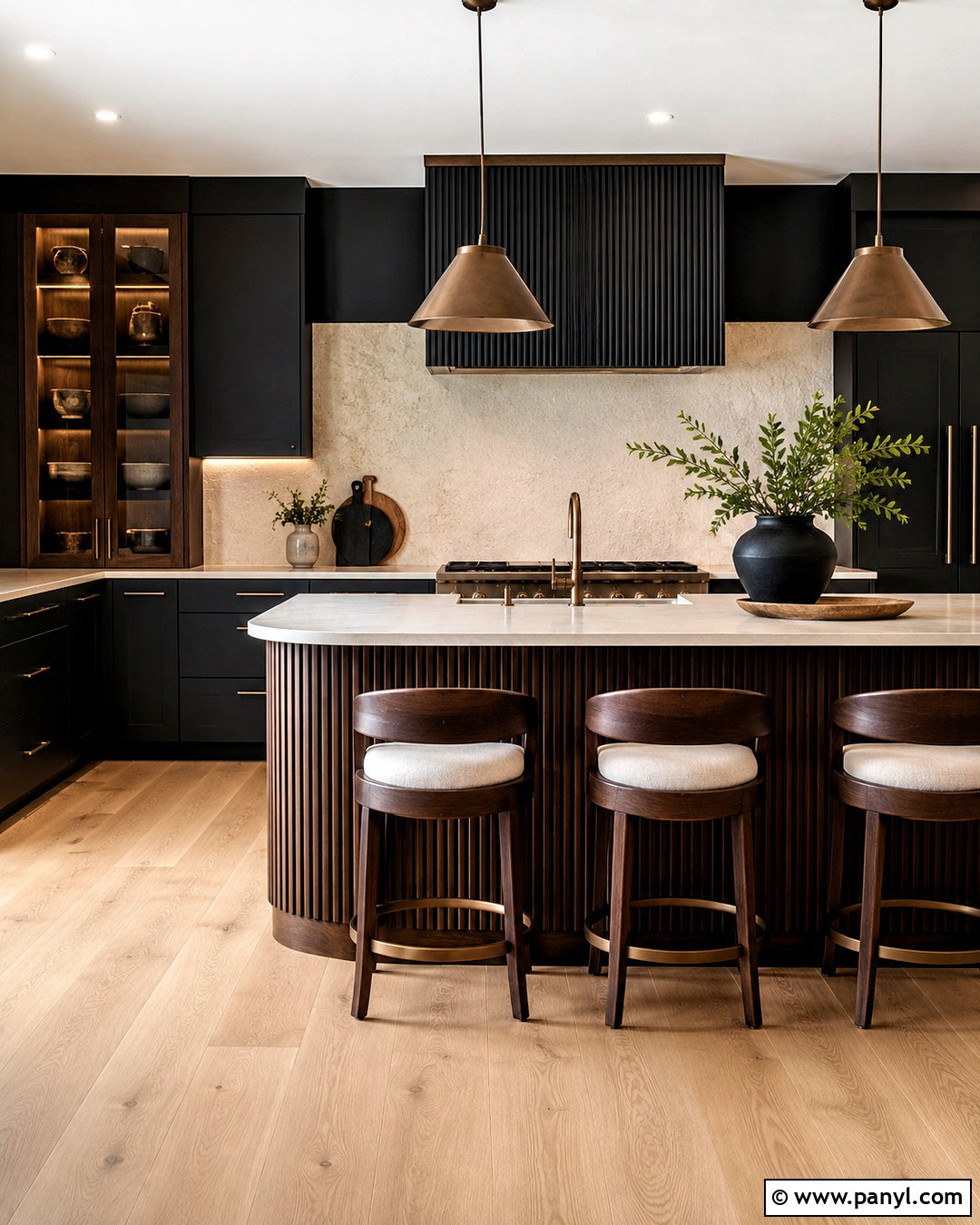 Black Kitchen With Fluted Wood - 20 black kitchen interior ideas