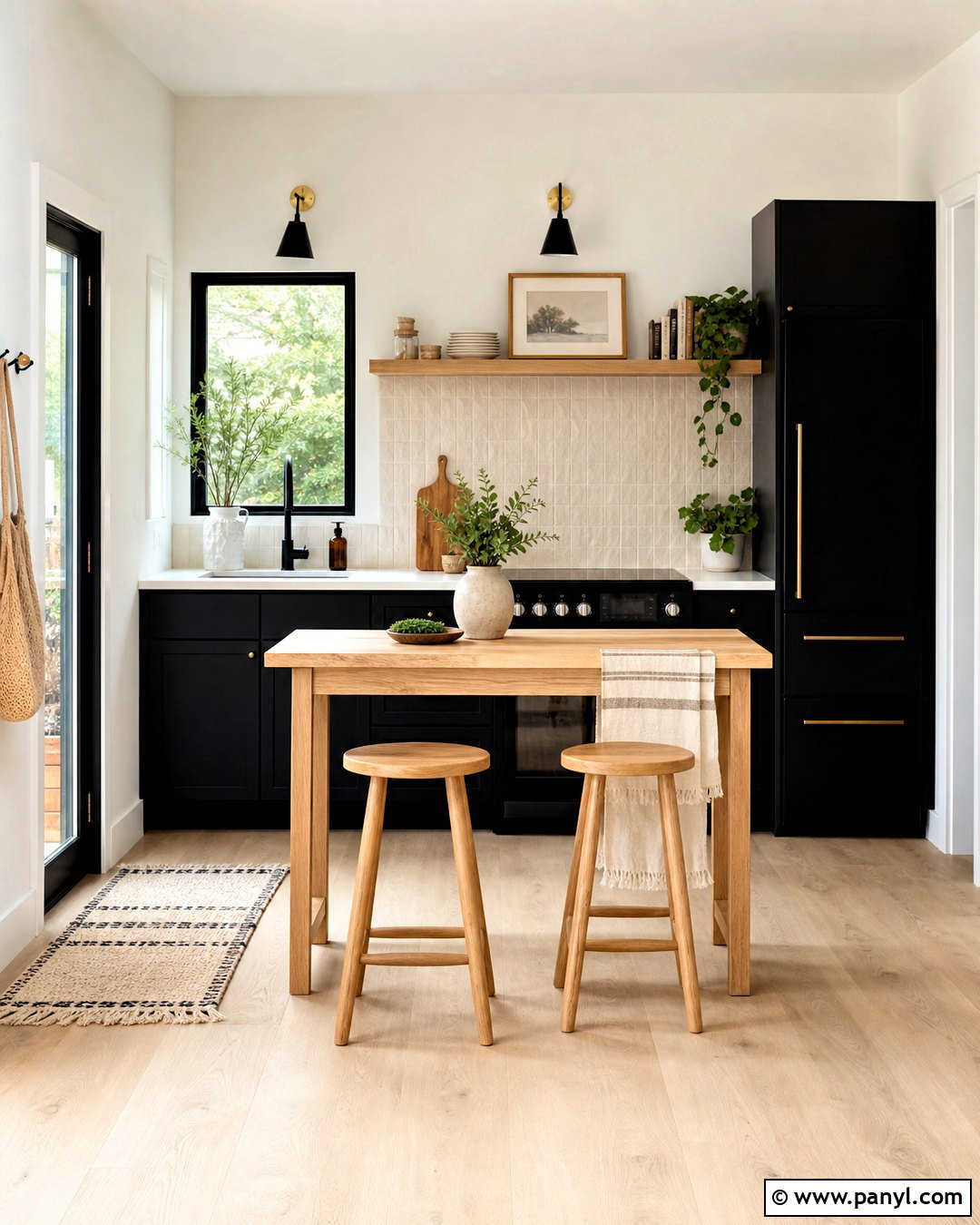 Black Kitchen With Light Wood Floors - 20 small black kitchen ideas