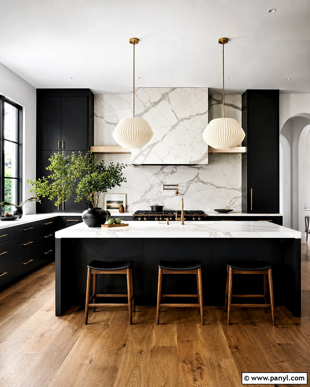 Black Kitchen With Marble Backsplash - 20 black kitchen design ideas