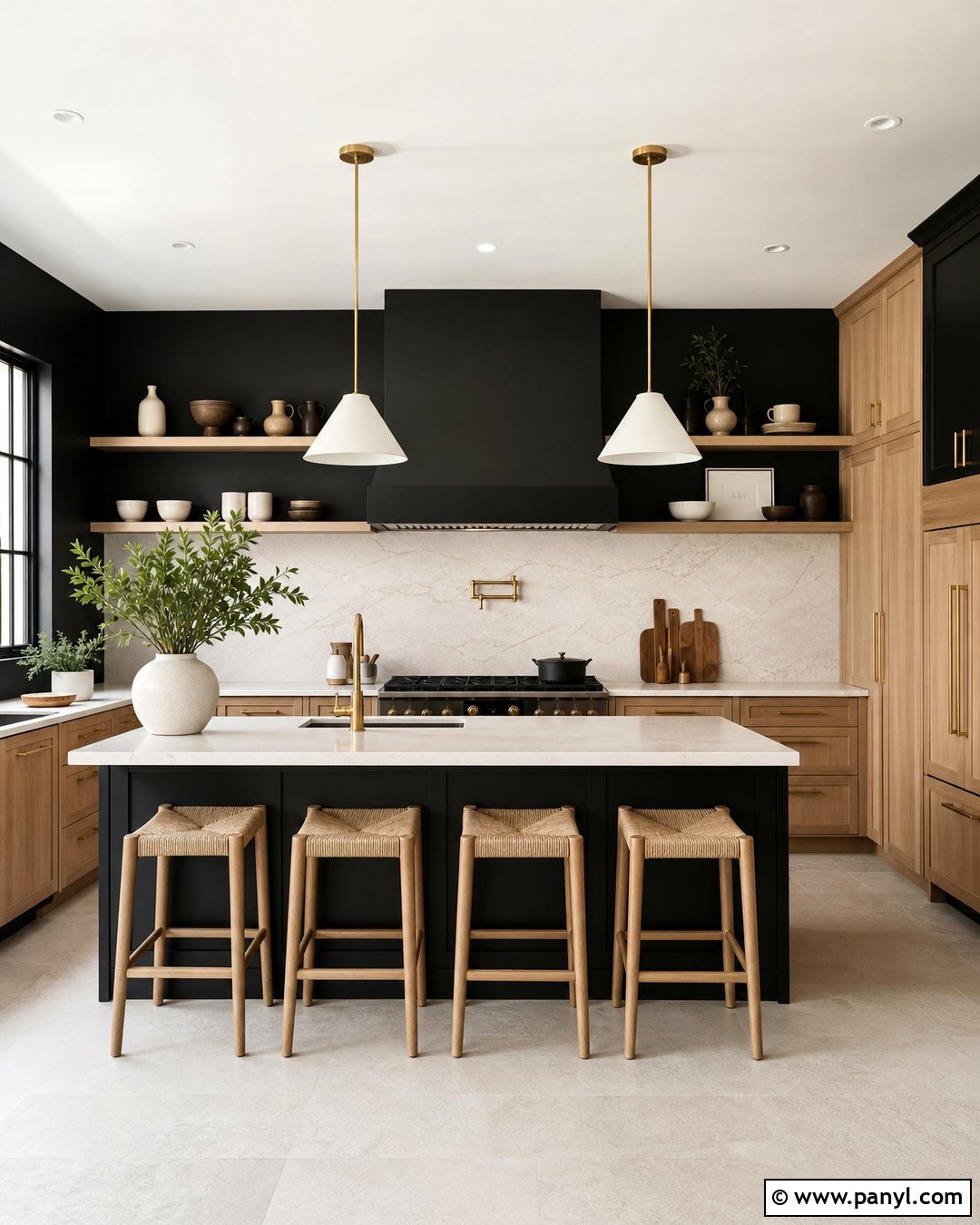 Black Kitchen With Oak Cabinets - 35 black painted room ideas