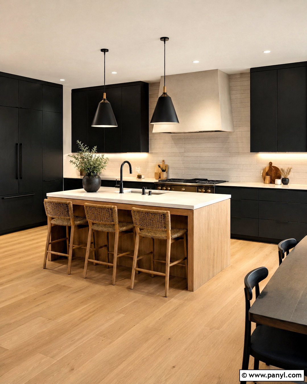 Black Kitchen With Oak Island - 20 black kitchen interior ideas