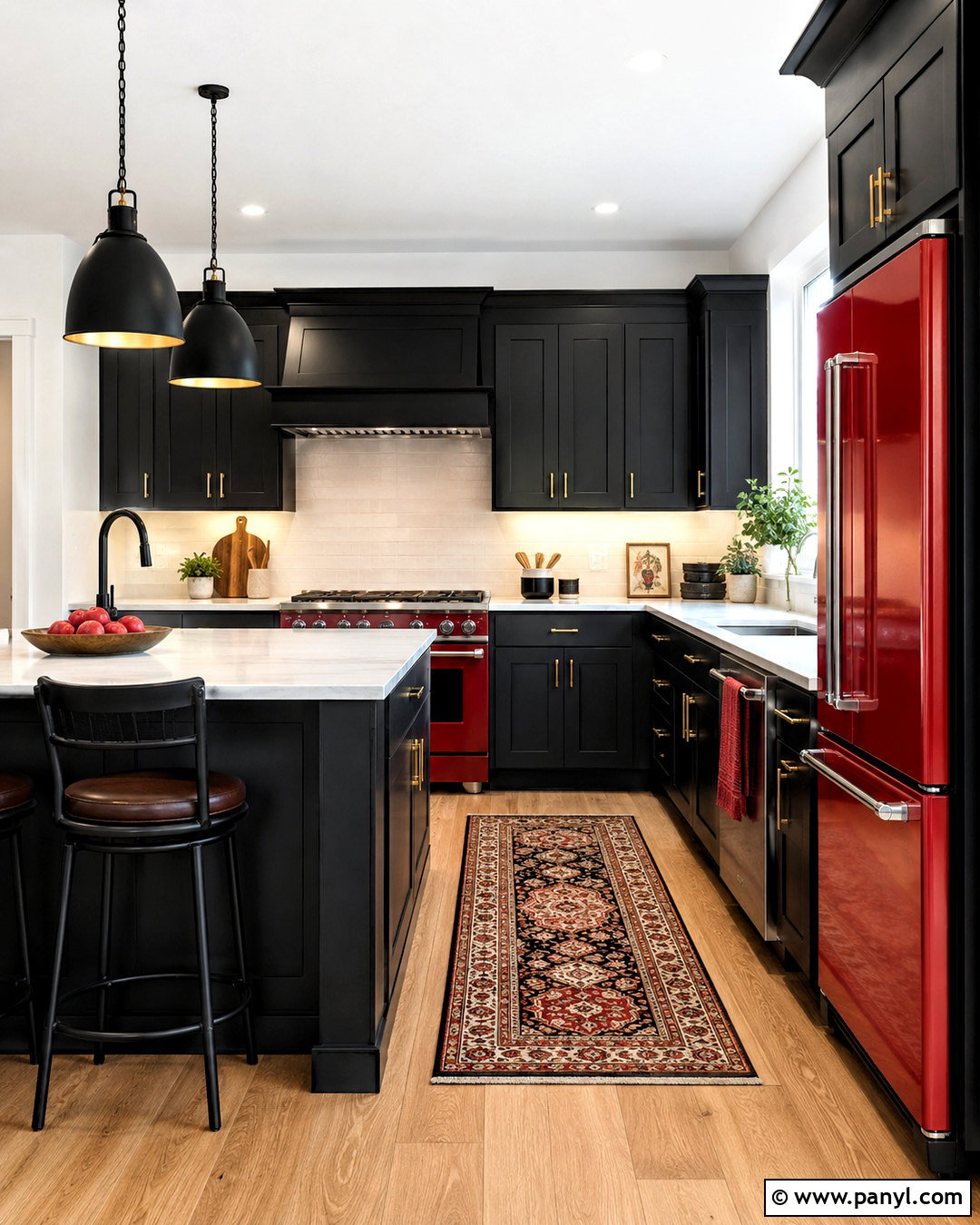 Black Kitchen With Red Appliances - 20 black and red kitchen ideas