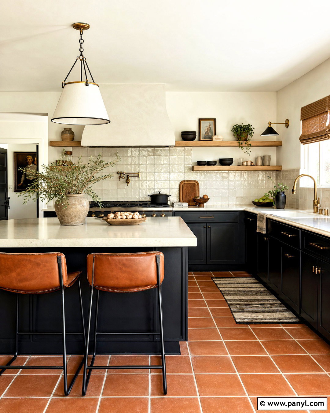 Black Kitchen With Terra Cotta Tile Floor - 20 kitchen with terra cotta tile floor ideas