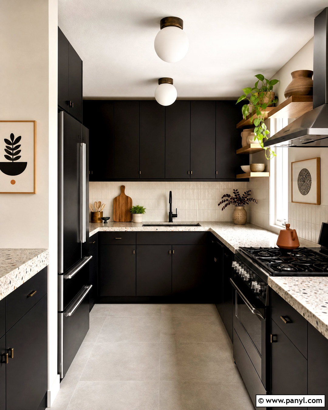 Black Kitchen With Terrazzo Surfaces - 20 small black kitchen ideas