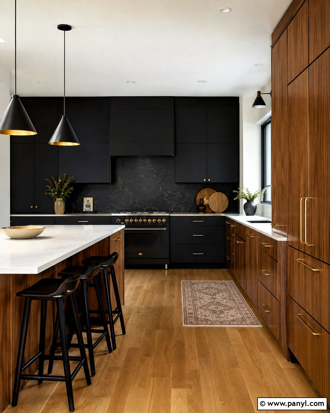 Black Kitchen With Walnut Cabinets - 20 black kitchen interior ideas