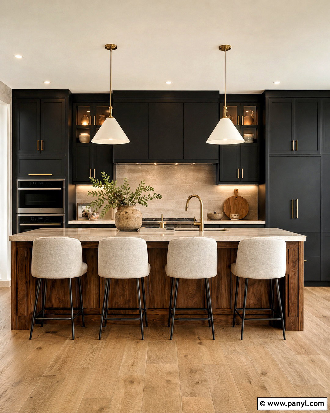 Black Kitchen With Walnut Island - 20 black kitchen design ideas