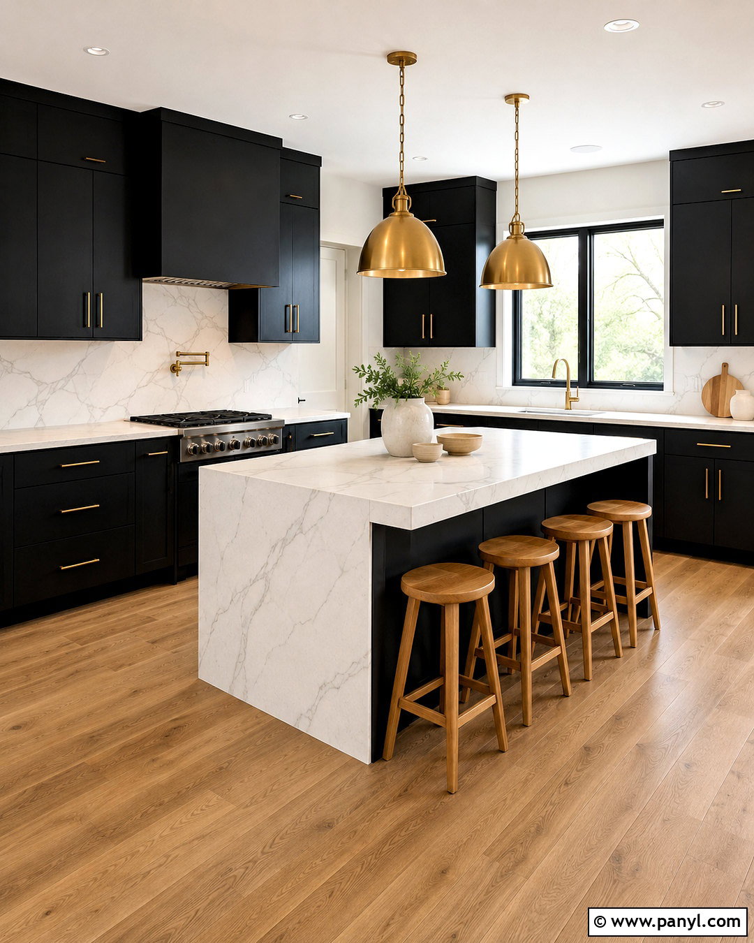 Black Kitchen With White Marble - 20 moody kitchen ideas