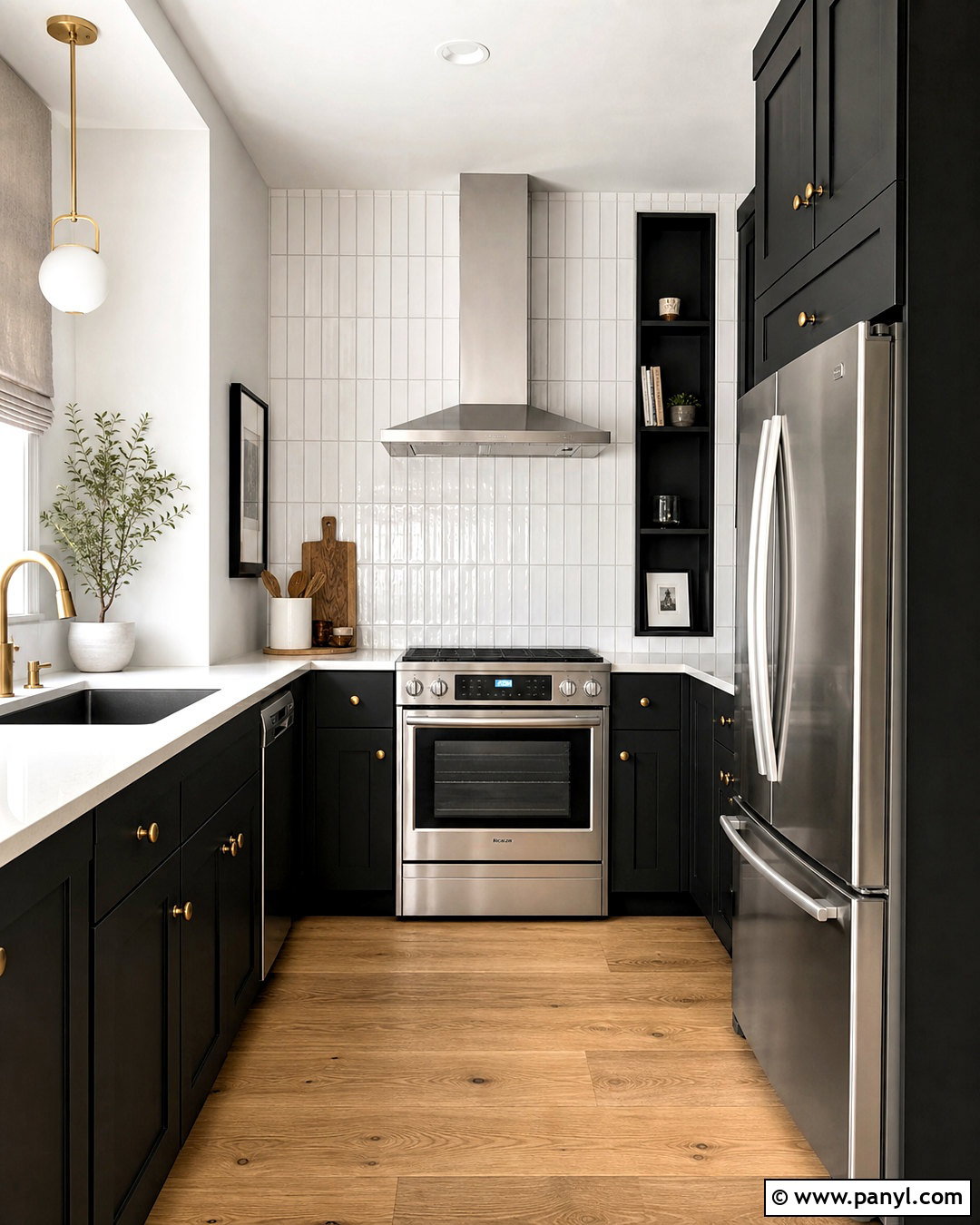 Black Kitchen With White Subway Tile - 20 small black kitchen ideas