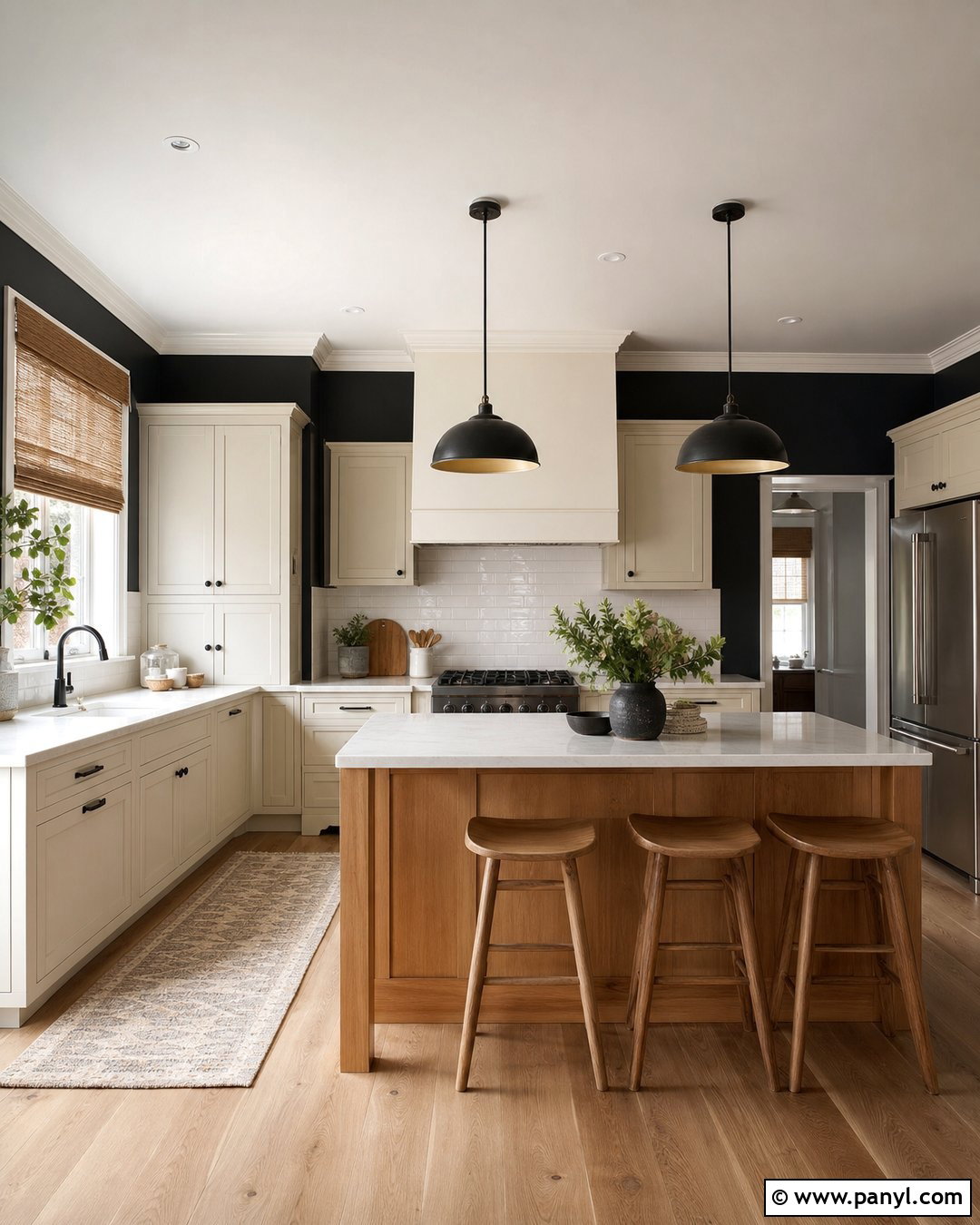 Black Kitchen With White Trim - 30 Black Walls White Trim Ideas