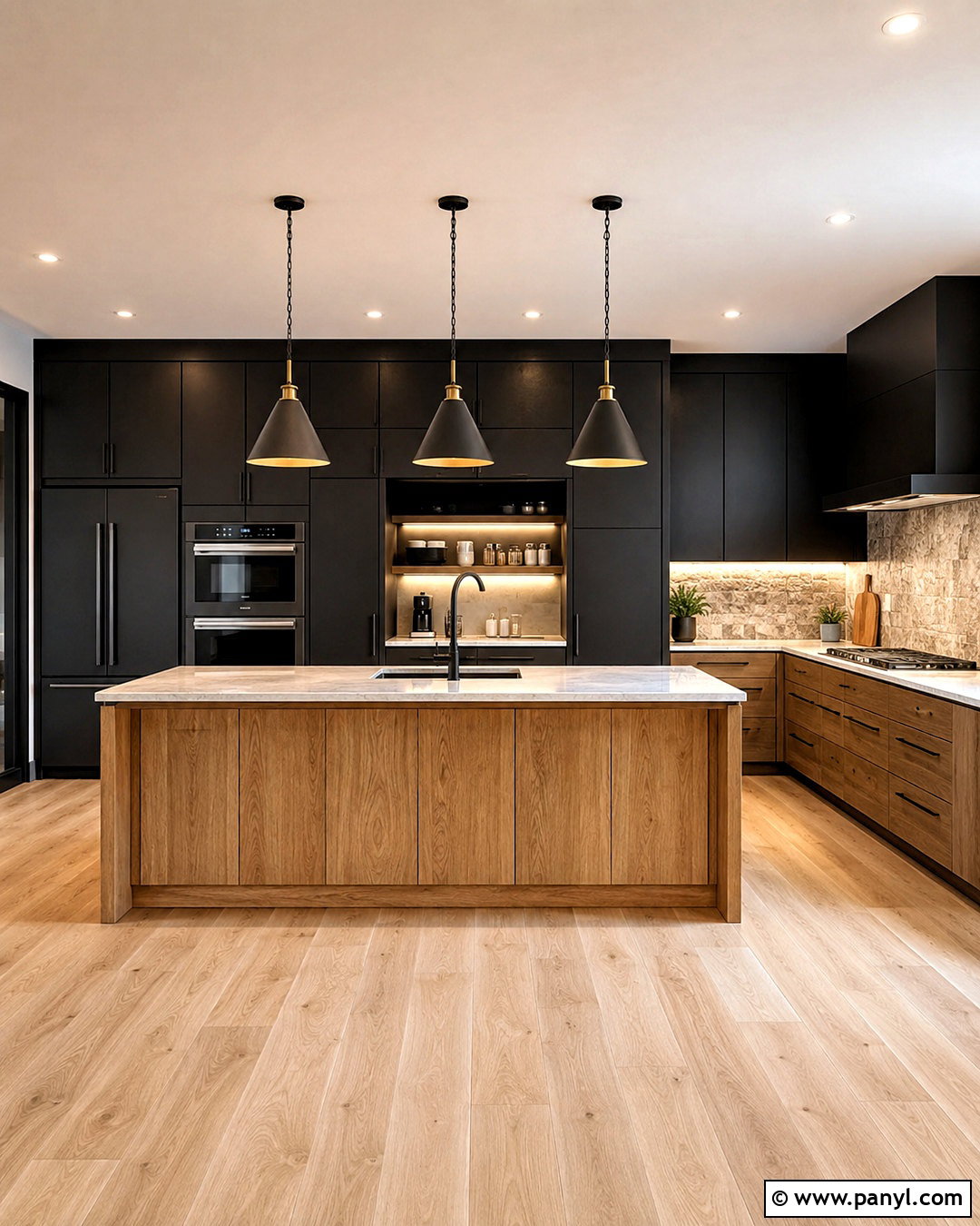 Black Kitchen With a Full Pantry Wall - 20 black kitchen design ideas