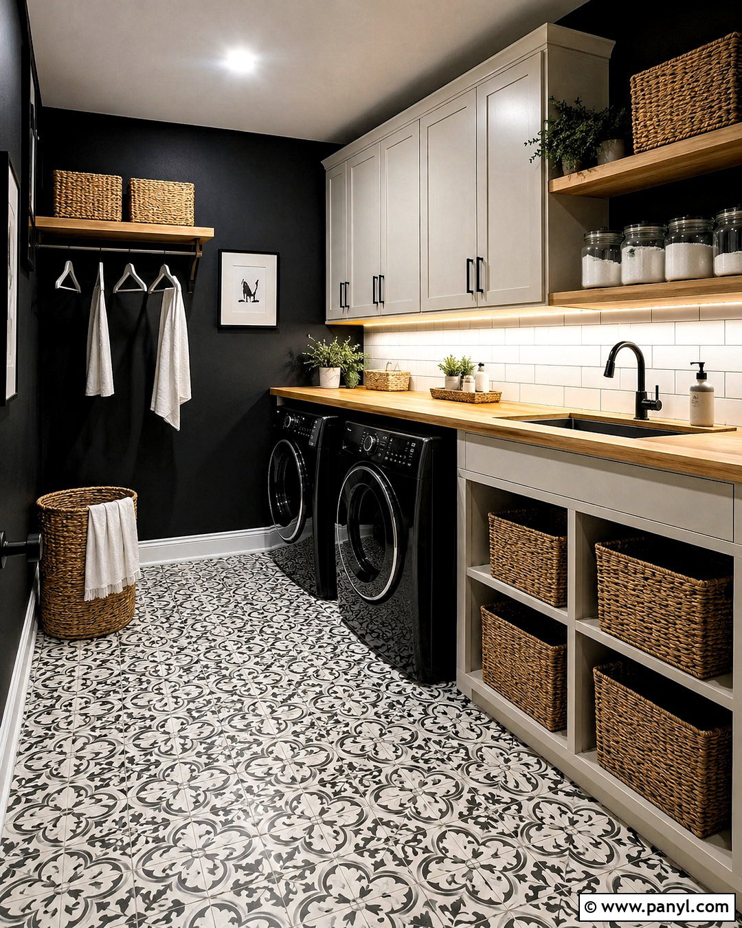 Black Laundry Room Walls - 40 Black Painted Walls