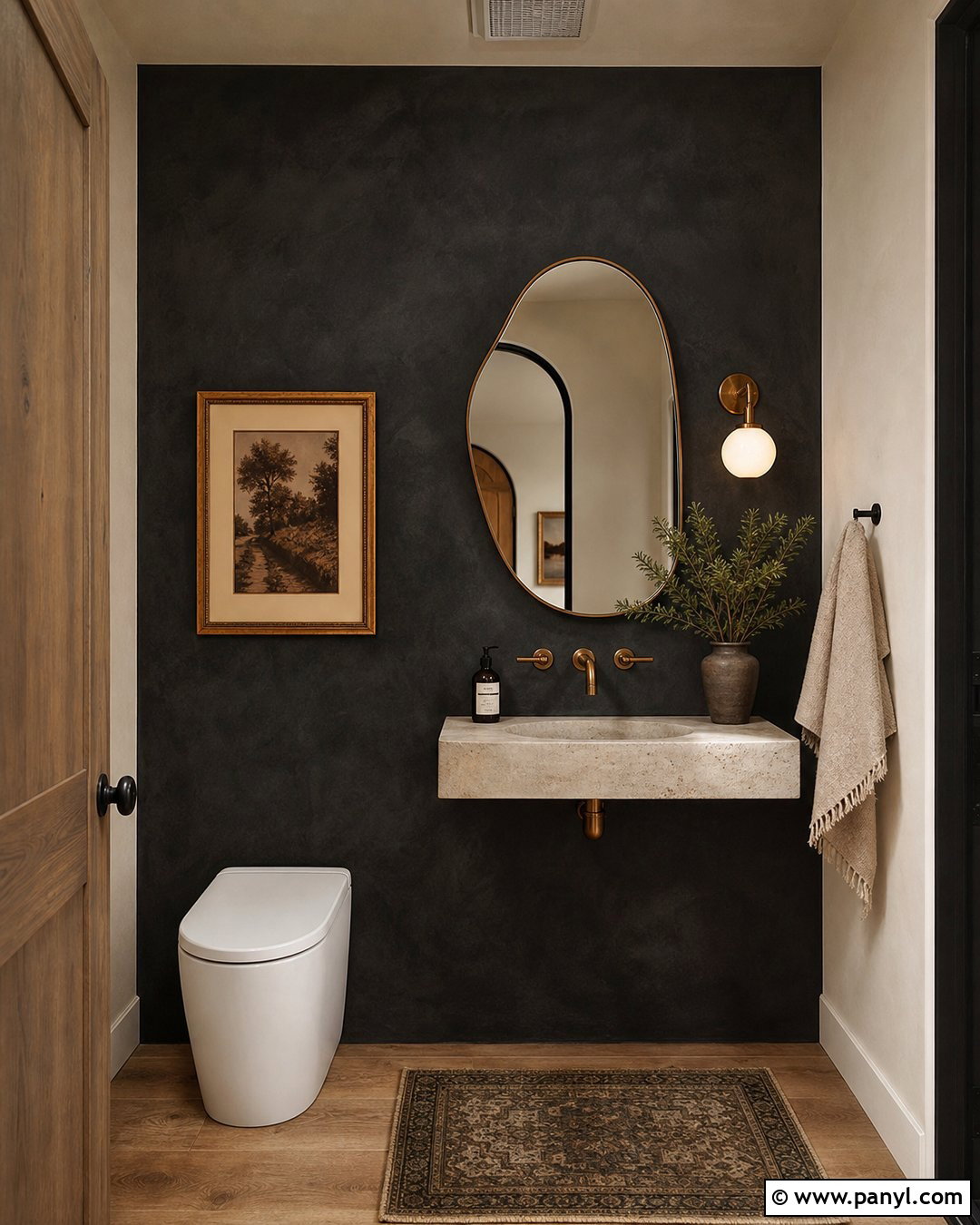 Black Limewash Accent Wall - 20 Black Accent Wall Half Bathroom Ideas
