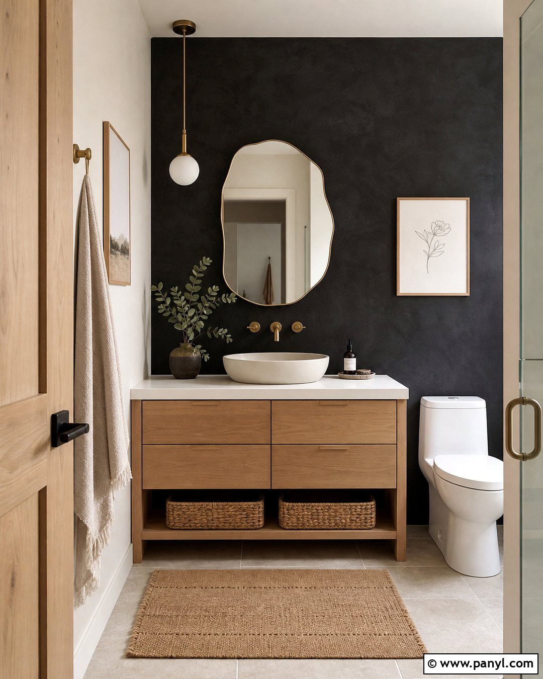 Black Limewash Accent Wall - 20 Dark Accent Wall In Small Bathroom Ideas