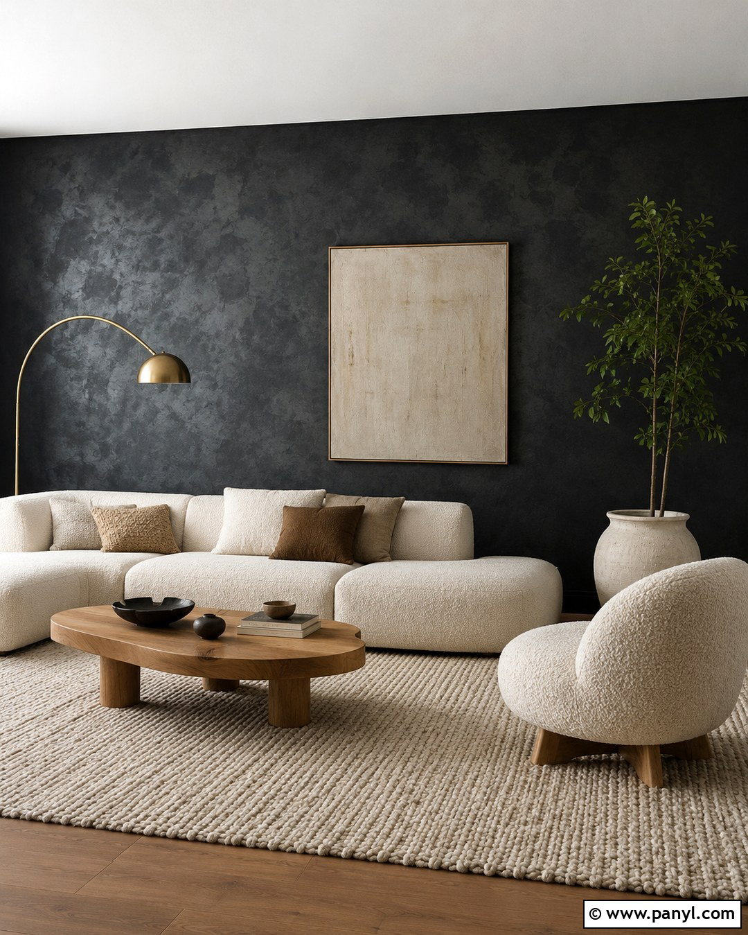 Black Limewash Accent Wall - 20 Black Accent Wall Apartment Ideas