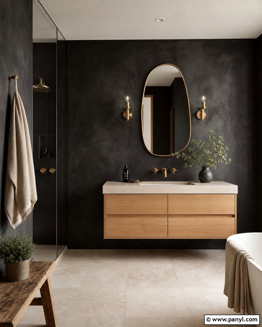 Black Limewash Bathroom Walls - 35 black bathroom walls