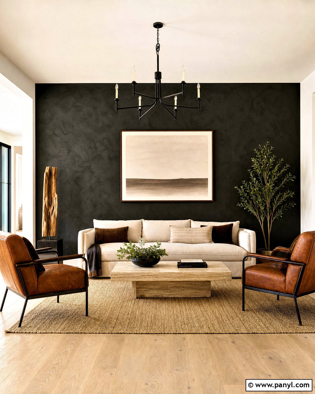 Black Limewash Living Room Accent Wall - 20 moody accent wall ideas