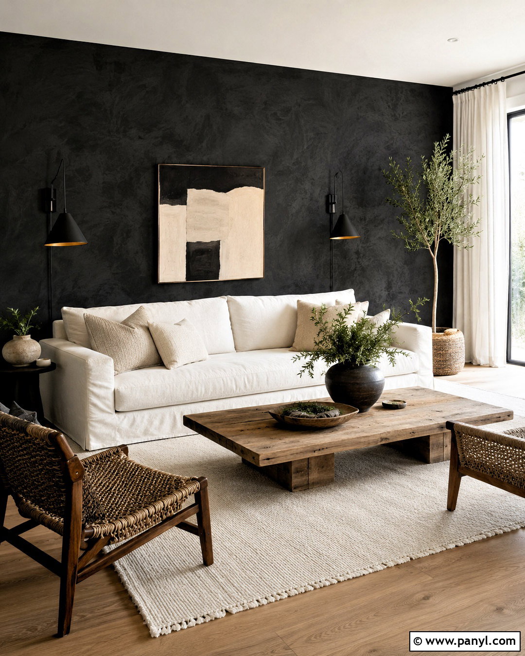 Black Limewash Living Room Accent Wall - 20 White And Black Accent Wall Ideas