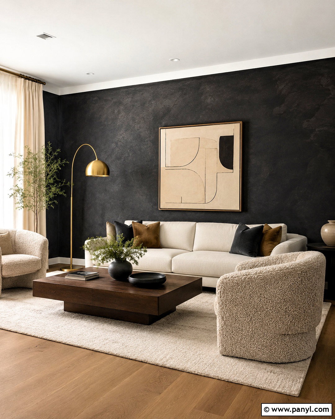 Black Limewash Living Room Wall - 20 black textured wall ideas