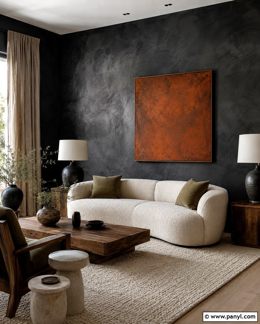 Black Limewash Living Room - 20 Black Wall Paint Color Ideas