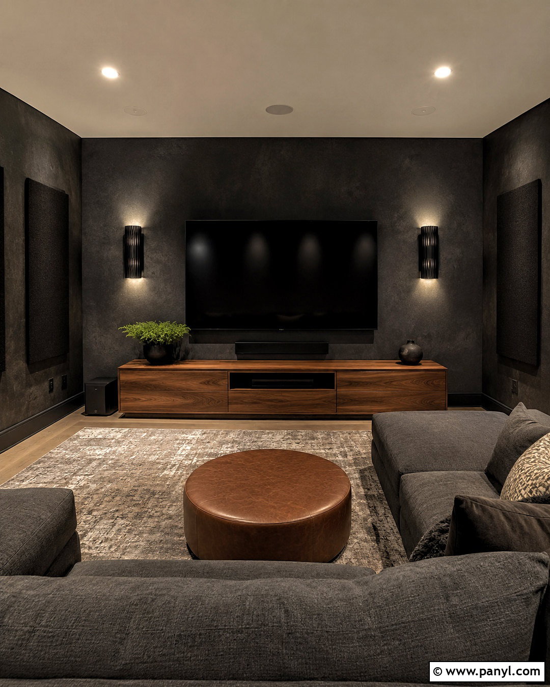 Black Limewash Media Room - 20 limewash paint texture ideas