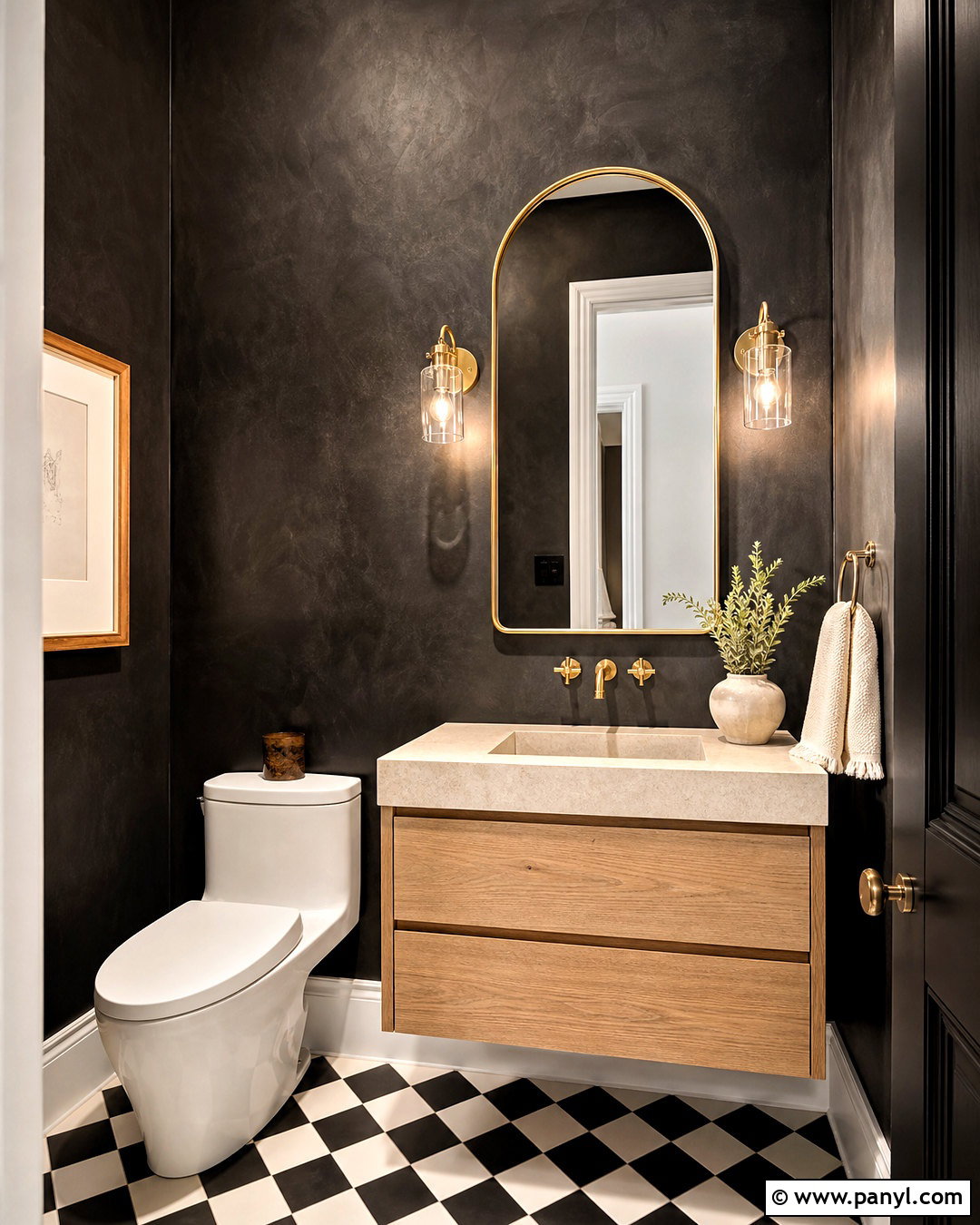 Black Limewash Walls In A Powder Room - 20 dark limewash walls