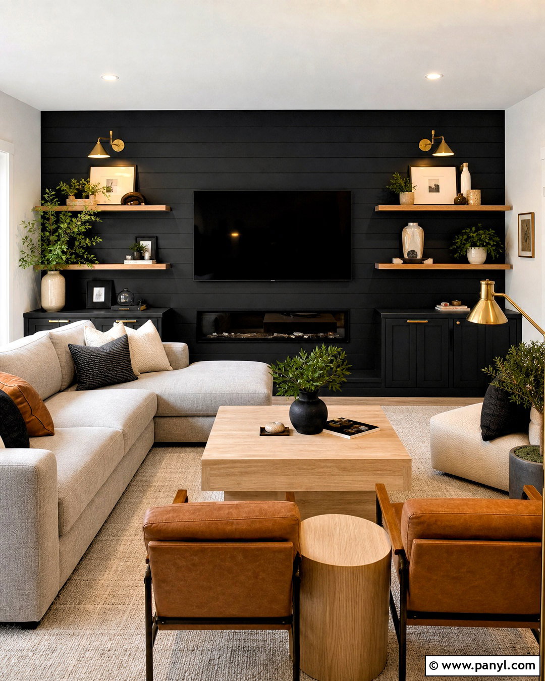 Black Living Room Accent Wall - 20 accent color walls in living room ideas