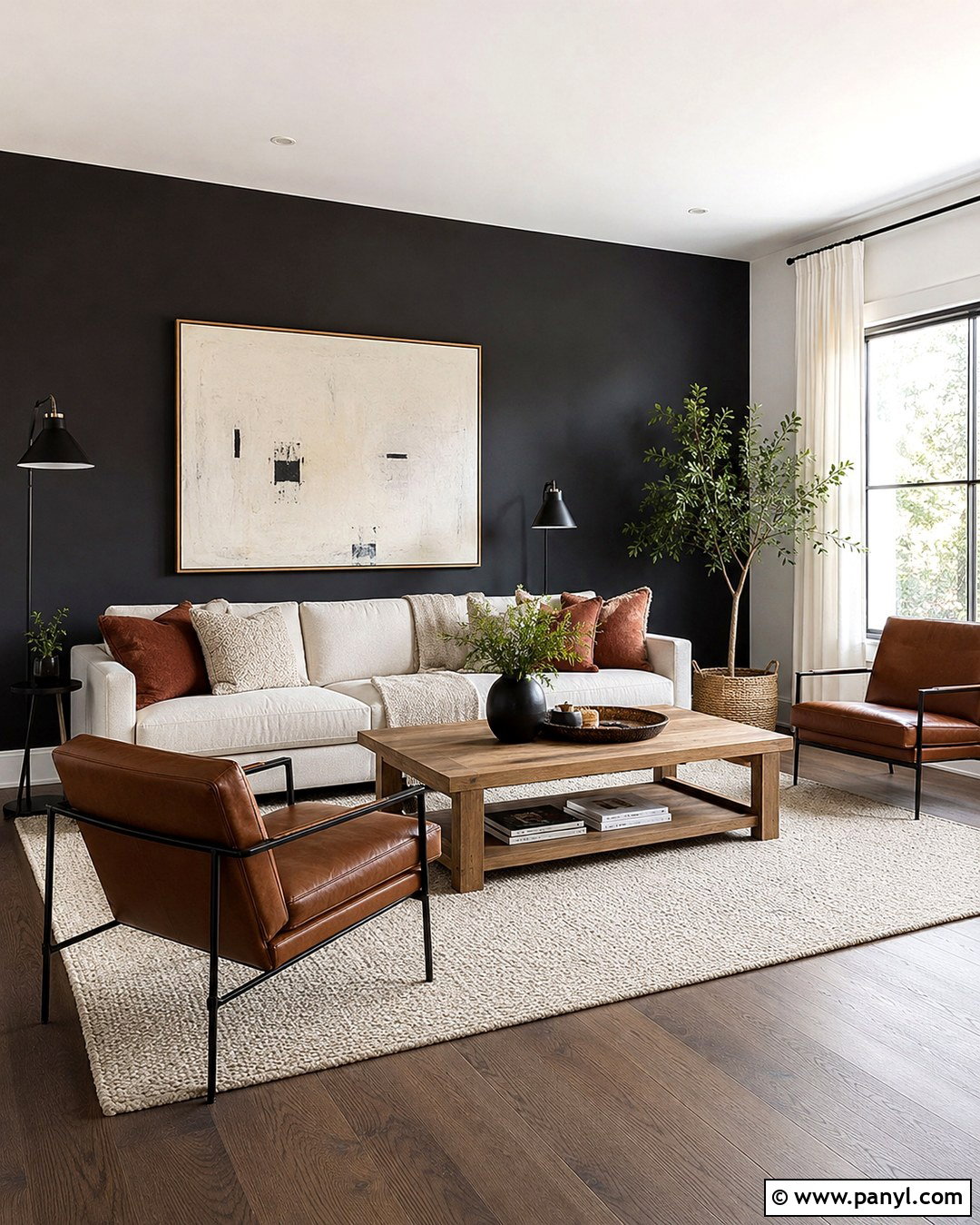 Black Living Room Accent Wall - 20 Dark Paint Accent Wall Ideas