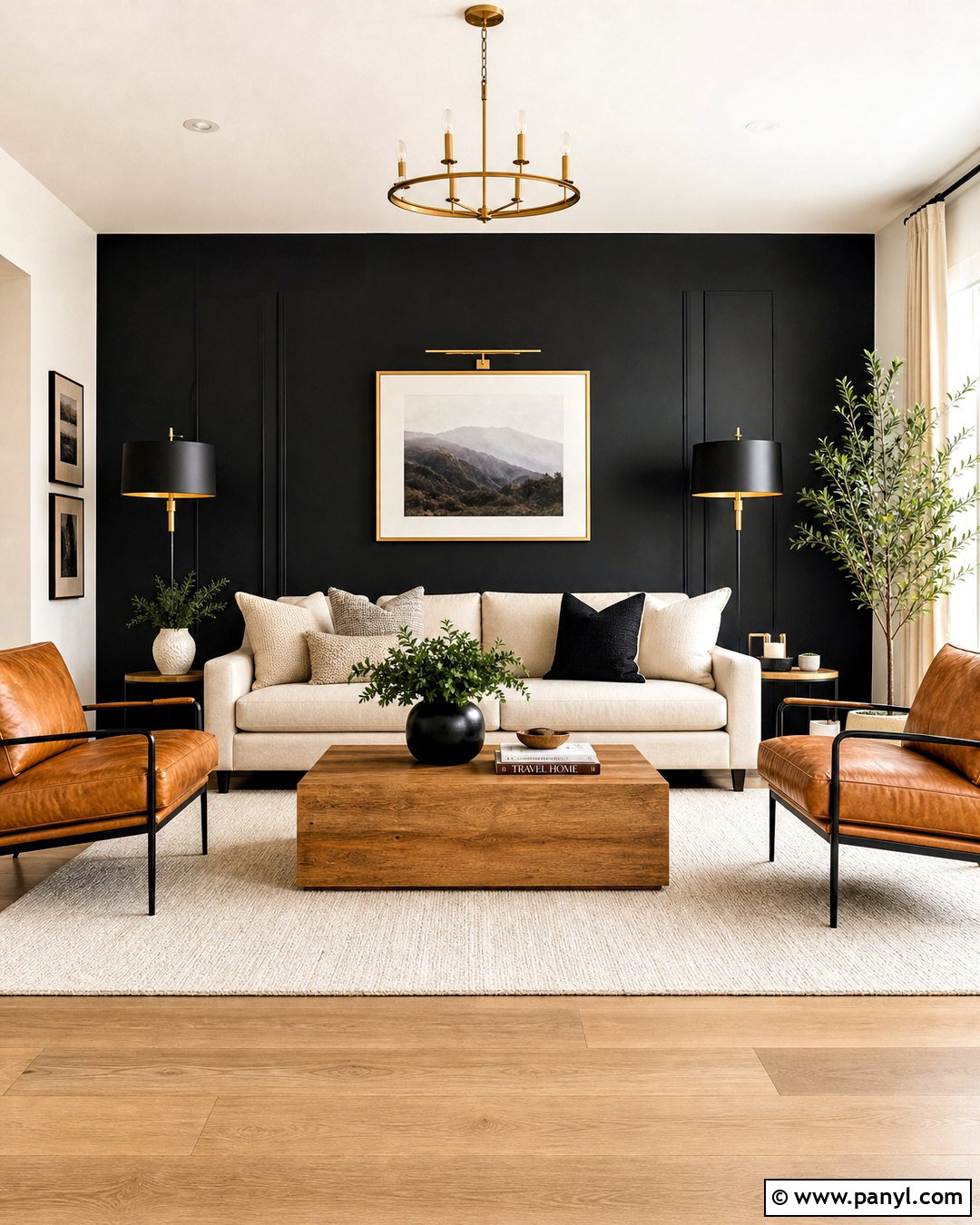 Black Living Room Feature Wall - 20 dark feature wall ideas