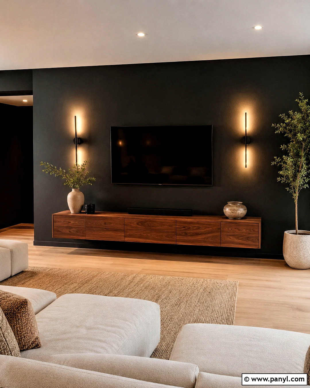 Black Living Room TV Wall - 20 black living room walls