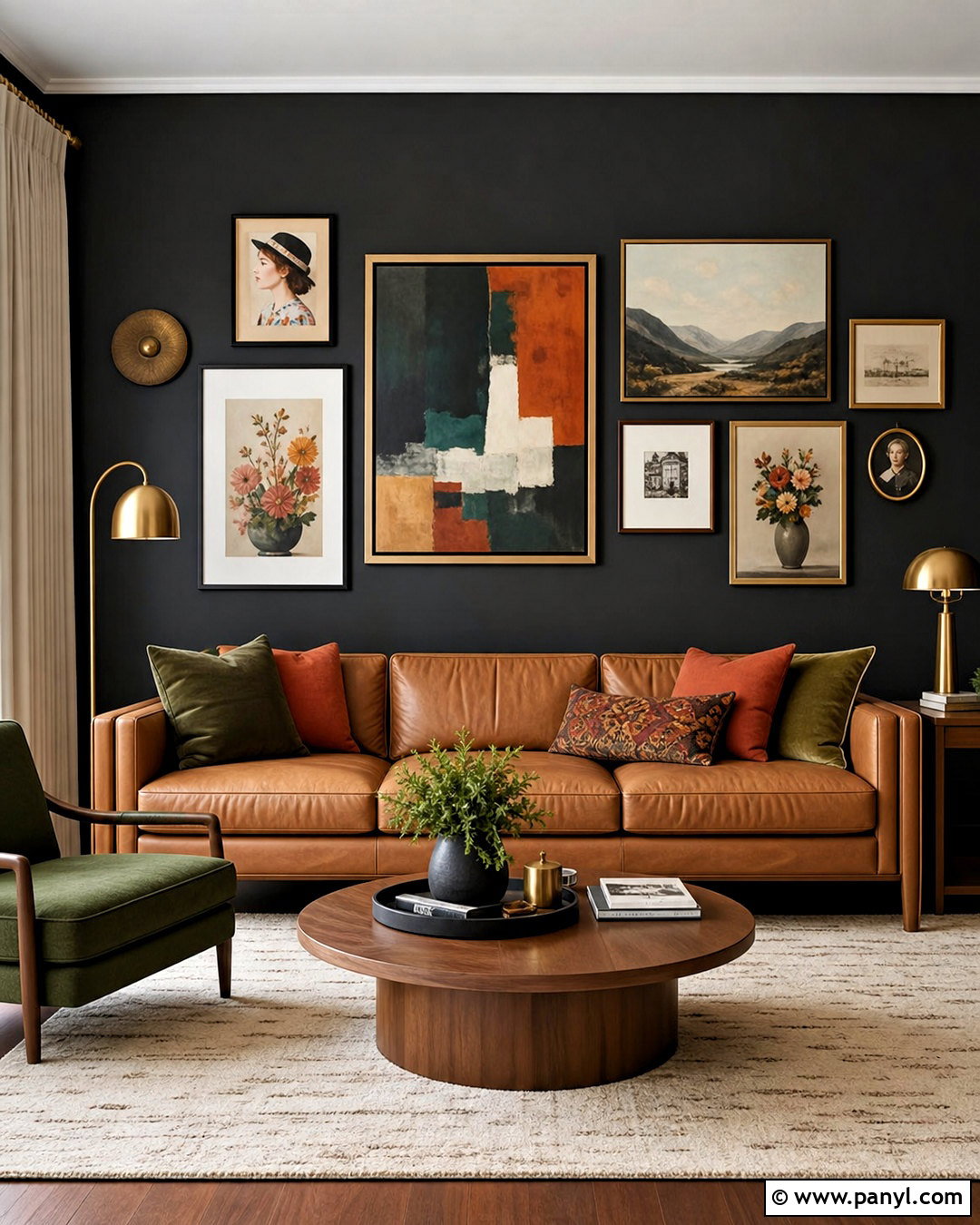 Black Living Room Wall With Gallery Art - 20 wall design ideas living room paint ideas