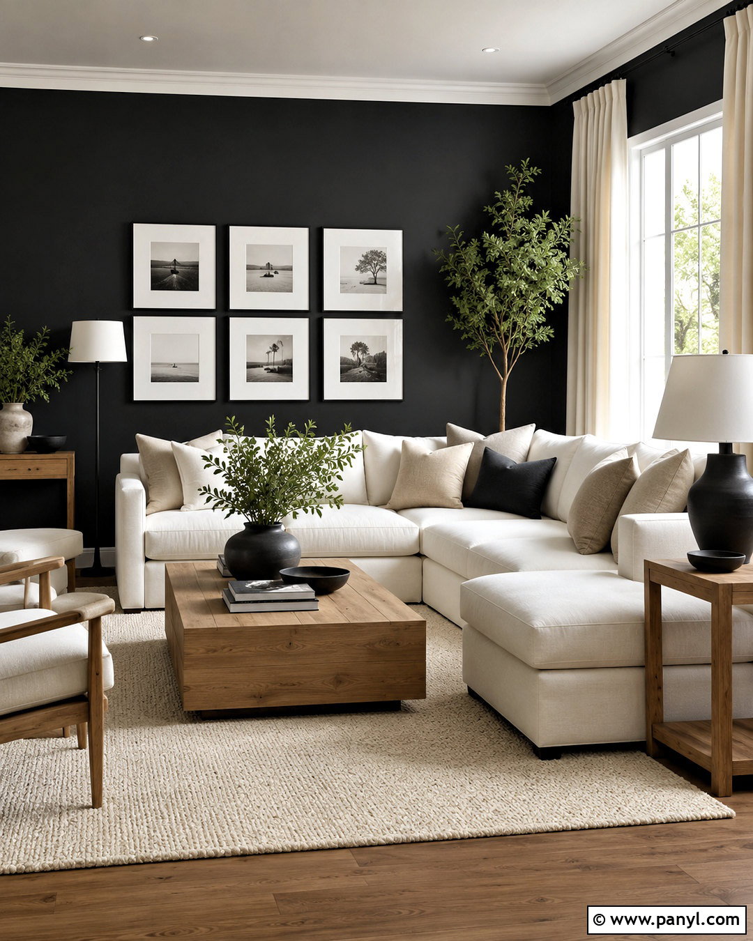 Black Living Room Wall With White Sofa - 20 black living room walls