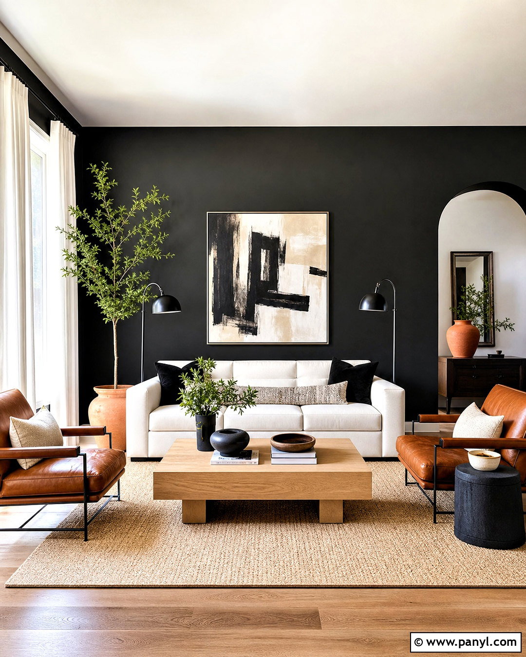Black Living Room Wall - 20 black statement wall ideas