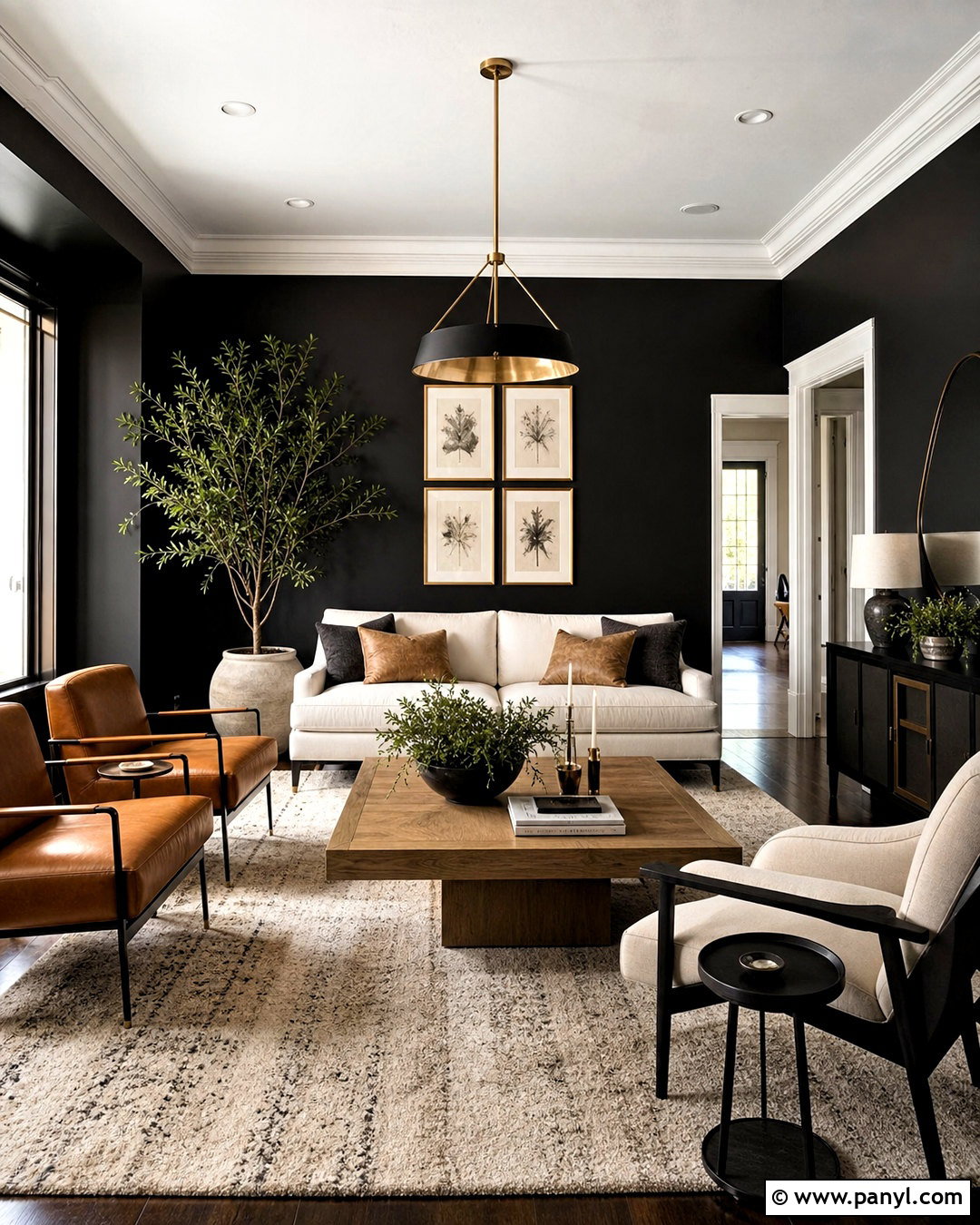 Black Living Room Walls With White Trim - 20 dark walls white trim ideas