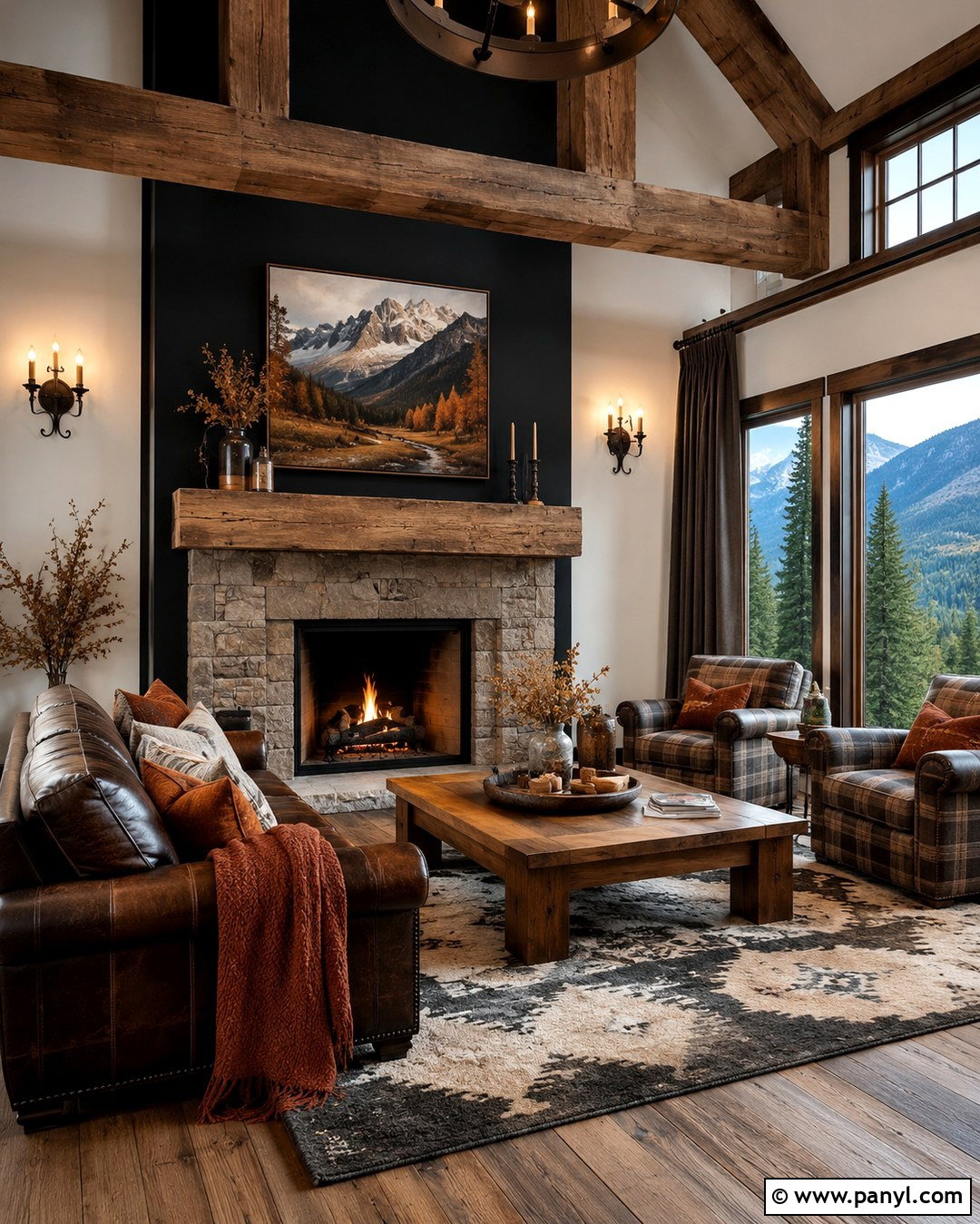 Black Lodge Western Living Room - 20 Black Accent Wall Living Room Western Ideas