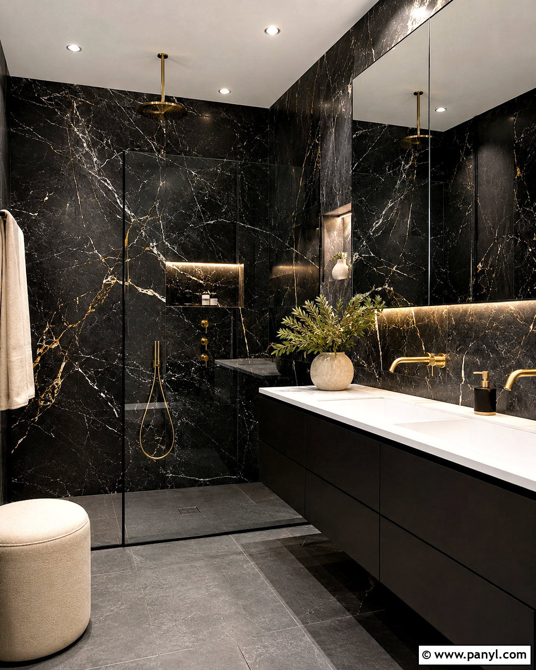 Black Marble Bathroom - 20 moody bathroom design ideas