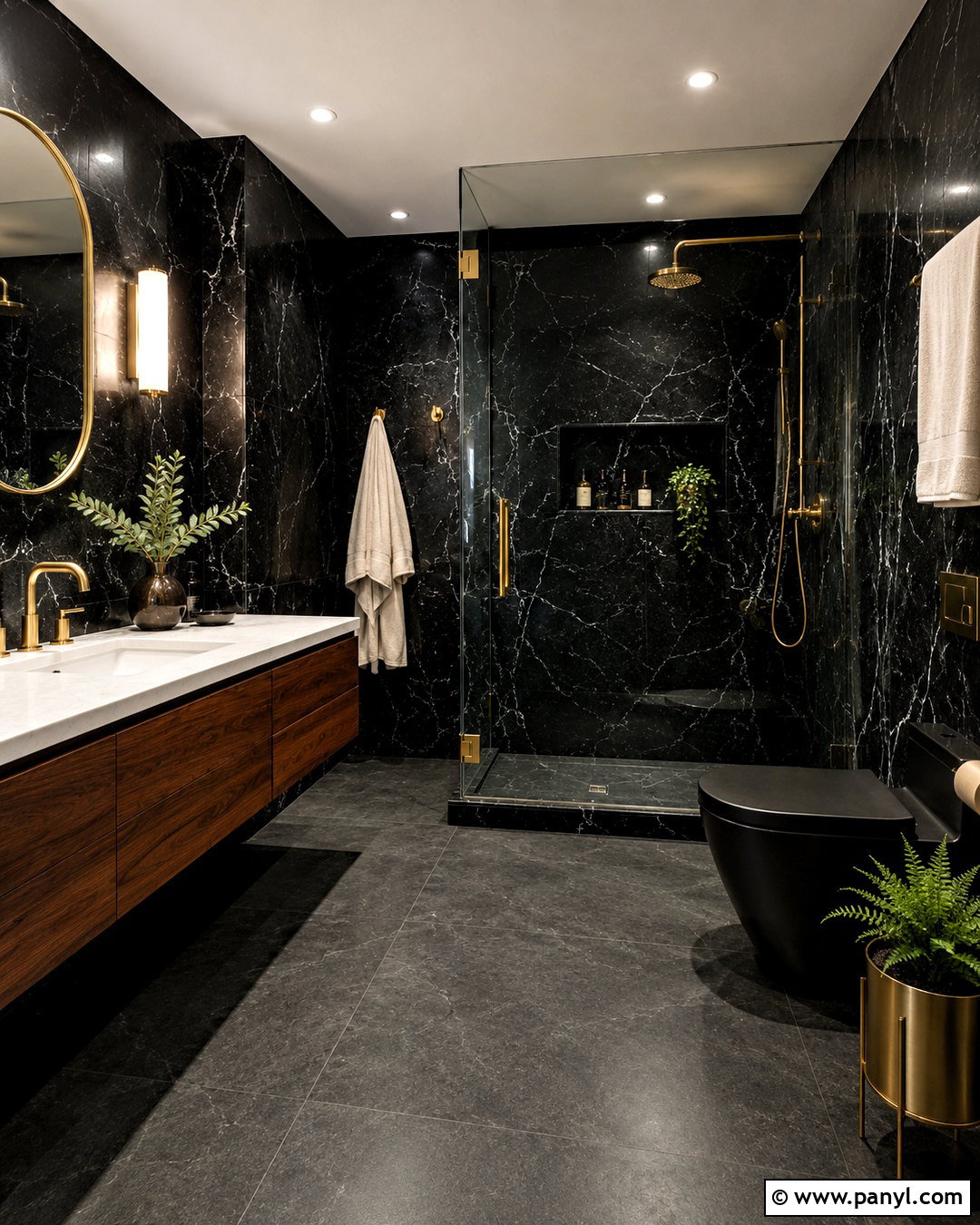 Black Marble Bathroom - 20 moody bathroom ideas