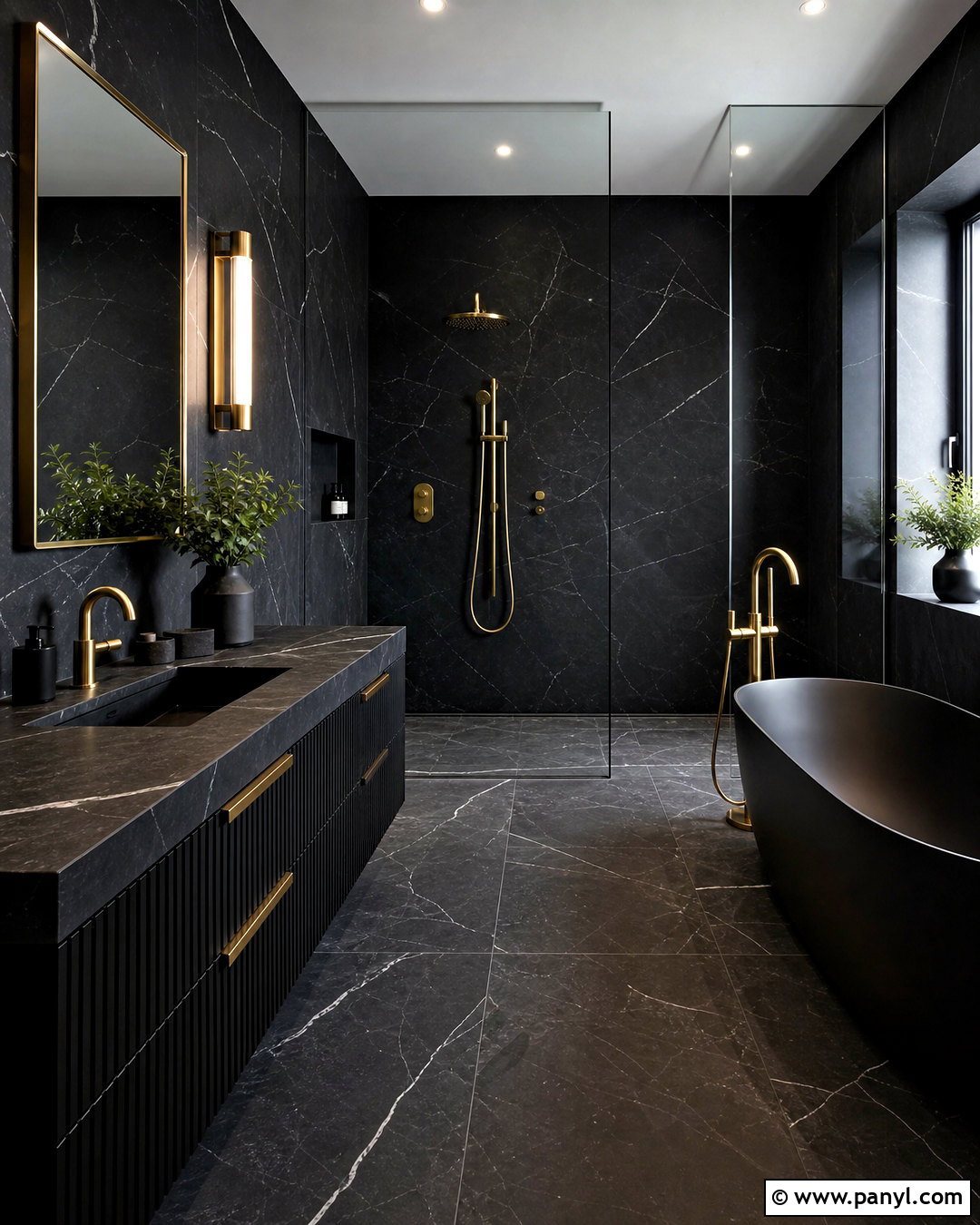 Black Marble Bathroom - 20 all black bathroom ideas